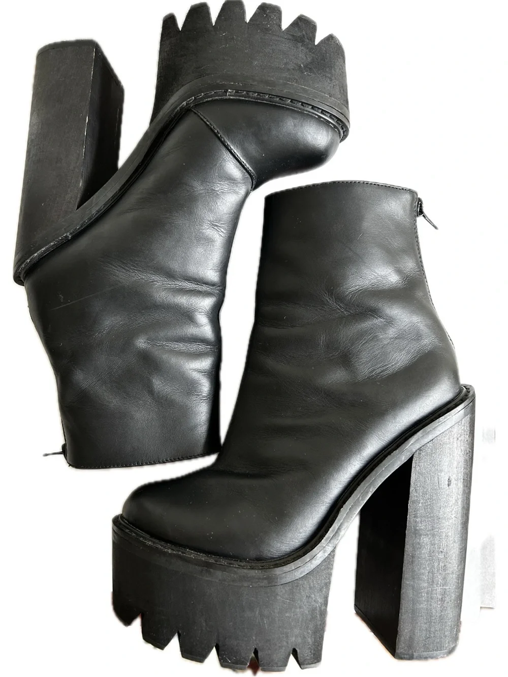 Jeffery Campbell Mulder Black Platform High-Profile Ankle Boots - Size 7